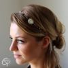 headband rosace argentée perles cristal noir