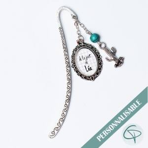 Marque-page personnalisé prénom avec cactus et perle turquoise
