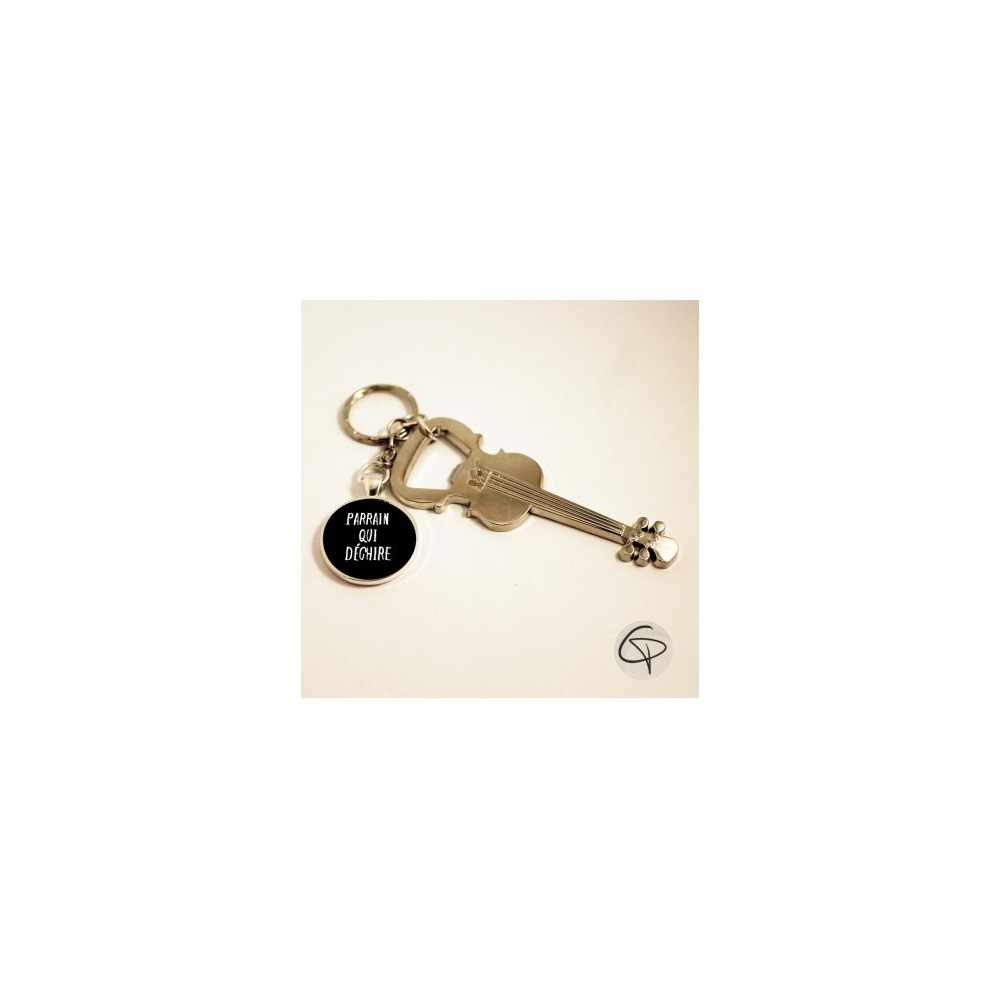Porte-clé parrain décapsuleur violon