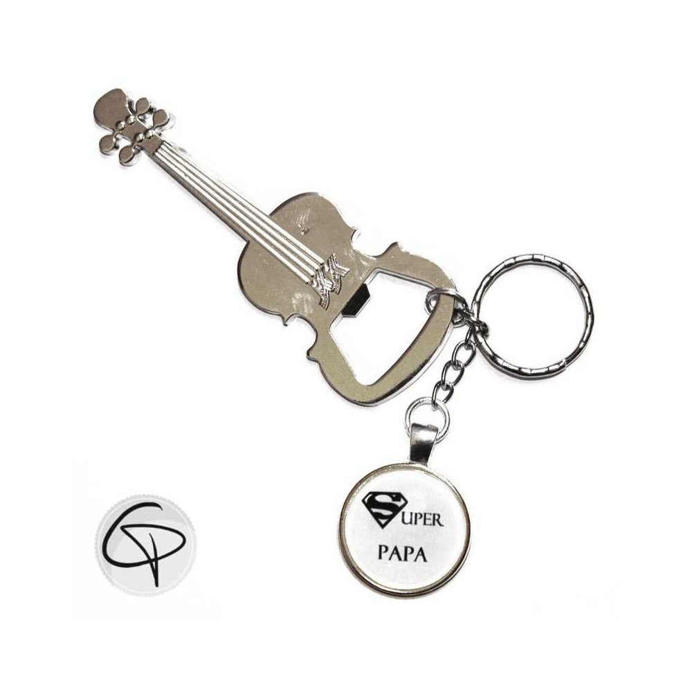Porte-clé décapsuleur Super papa porte-clef violon cadeau original