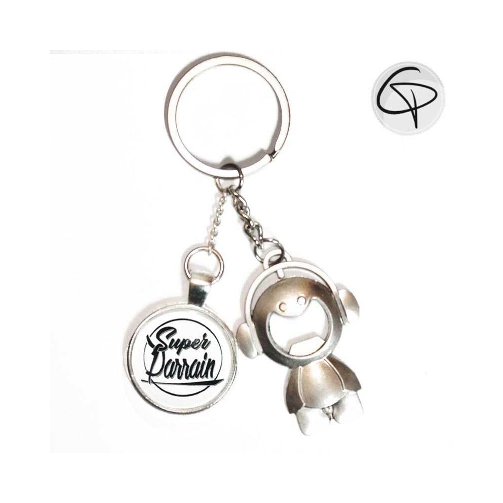 Porte-clef super parrain moto sports idée cadeau anniversaire fête