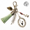 Porte-clé de sac à main femme pompon vert