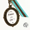 Porte-clef personnalisé une amie en or rubans bleu marron