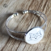 Bracelet pour femme Chat noir ou blanc bracelet argenté dessin chat géométrique Chat Pristy