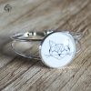 Bracelet argenté chat blanc