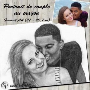 Portrait crayon couple amoureux à partir d'une photographie