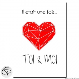 Affiche mariage personnalisée Cœur Origami il était une fois toi et moi