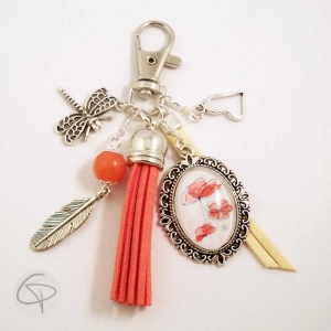 Porte-clé de sac à main coquelicots