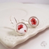 boucles d'oreilles coquelicot dormeuses métal argenté