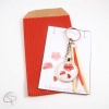 Porte-clé dessin fleur de coquelicot cadeau original