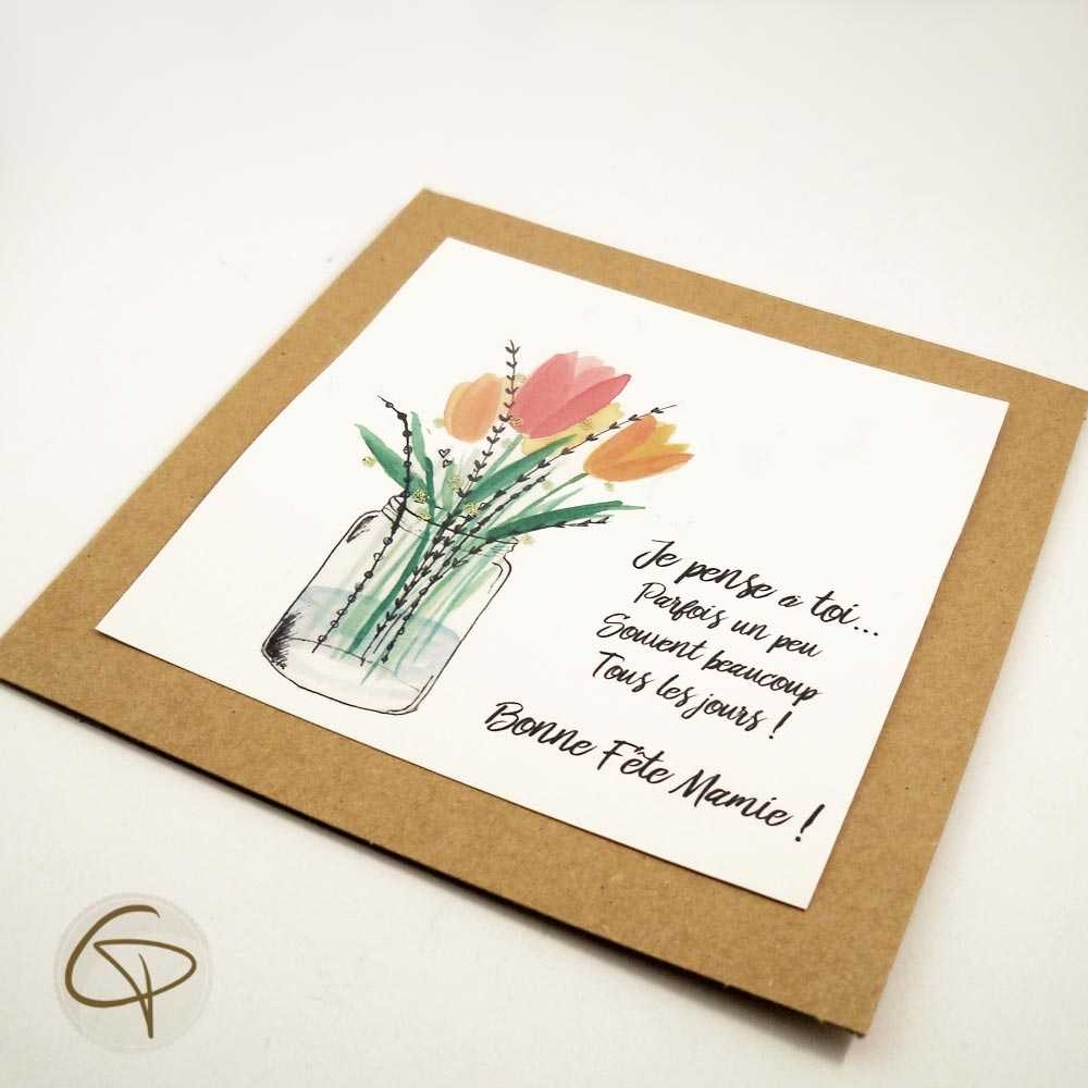 Joyeux Anniversaire Mamie carte fleurs livres sentiment verset Enveloppe Inclus