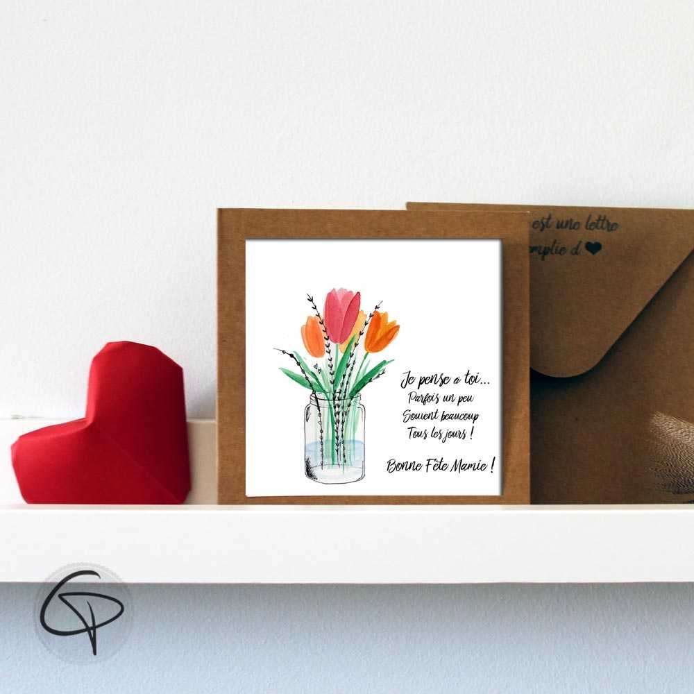 Carte De Vœux Originale Grand Mere Aquarelle De Fleur Faite Main Carte De Vœux Originale Grand Mere Aquarelle De Fleur Faite Main