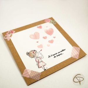 Carte de vœux mamie personnalisable Petite fille peinte main