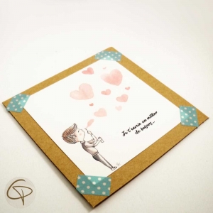 Carte de vœux mamie personnalisable petit garçon peint main