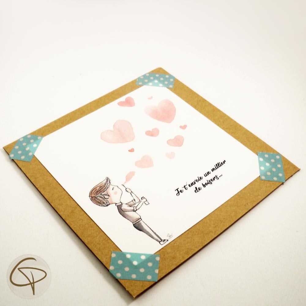 Carte de vœux mamie personnalisable petit garçon peint main