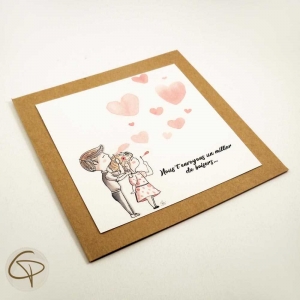 Carte de vœux mamie personnalisable petits enfants peints main