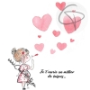 Carte de vœux mamie originale personnalisable Petite fille peinte main
