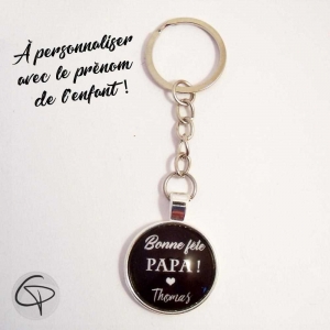 Porte-clef personnalisable fête des pères message sous médaillon