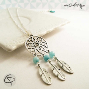 Pendentif attrape-rêves et plumes bohème