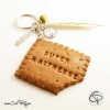 Porte-clef maîtresse avec biscuit gravé et prénom enfant