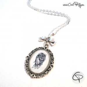 Sautoir aile d'ange argenté bijou spirituel