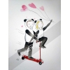 Illustration originale couple pandas amoureux trotinette