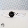 bracelet fantaisie pour femme métal argenté dessin chat noir moustache blanche