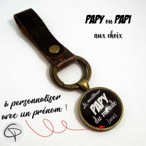 Porte-clé personnalisé en cuir meilleur papy du monde