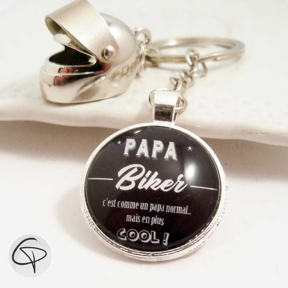 Porte-clef personnalisé avec casque de moto pour papa biker