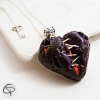 pendentif coeur brisé sang violet cousu fil bijou femme spécial halloween