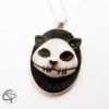 pendentif crâne de chat tête relief bijou femme fait main halloween