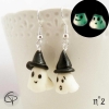 boucles d'oreilles fantômes luminescents éclairent la nuit modelés main bijoux originaux halloween