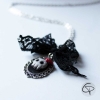 pendentif tête de mort 3d noeud dentelle collier femme 