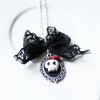 pendentif tête de mort 3d noeud dentelle sautoir femme