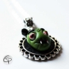 collier pendentif tête de monstre vert bijou halloween