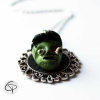 pendentif tête de monstre vert 3D bijou halloween
