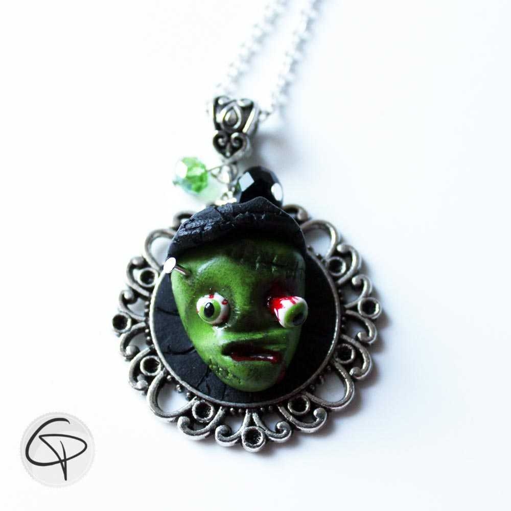 pendentif zombie mort vivant vert bijou halloween