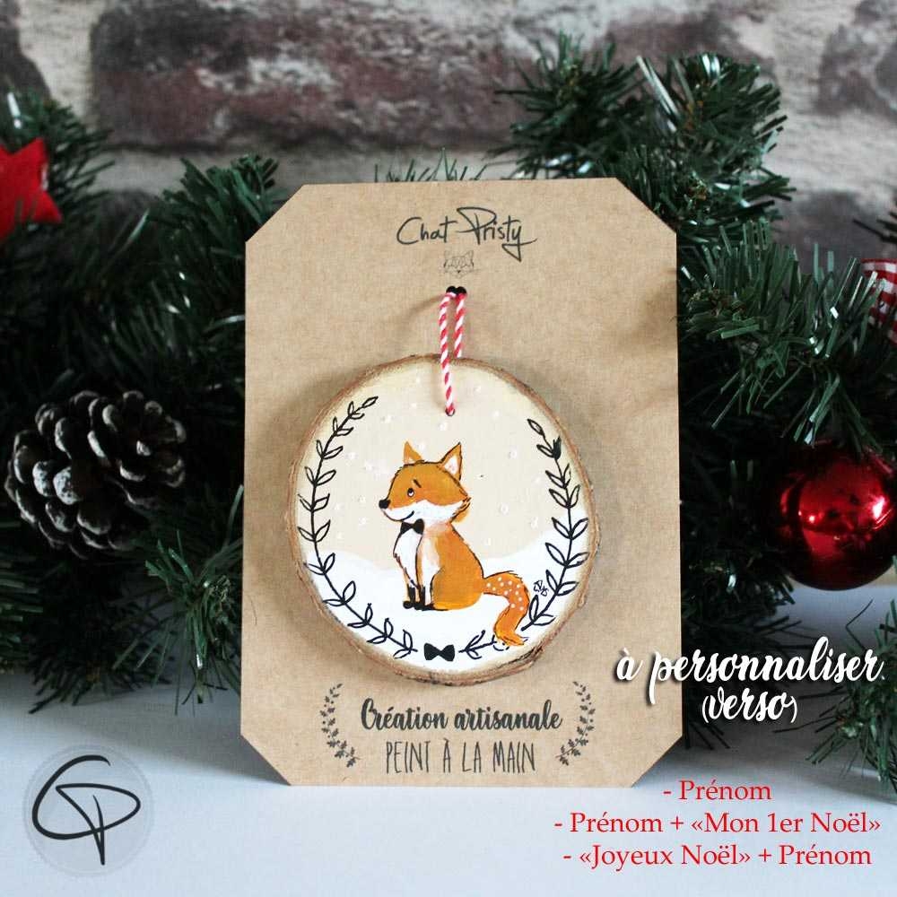 Boule De Noël Originale Renard Personnalisé Peint Main Sur