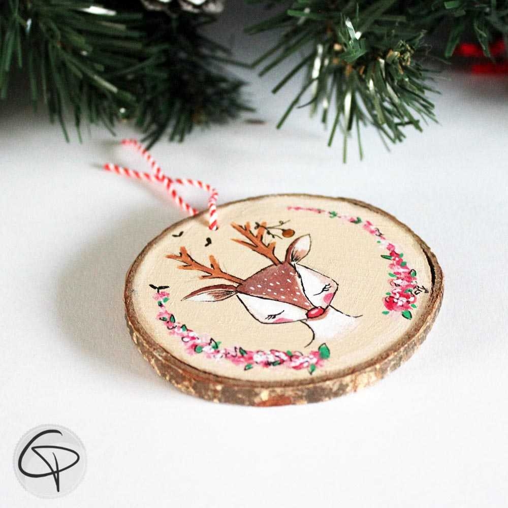 Ornement original Sapin Noël | Renne personnalisable prénom enfant