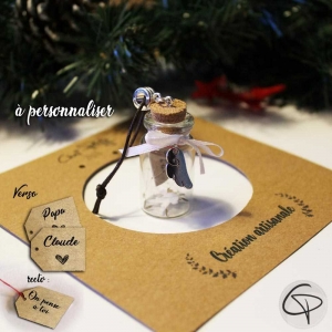 Décoration sapin de Noël fiole message personnalisé souvenir