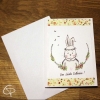 Carte de souhaits artisanale dessin personnalisable lapin romantique