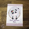 Carte de voeux artisanale dessin panda fleuri personnalisable