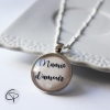 Pendentif médaillon rond message mamie d'amour