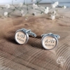 Boutons de manchette métal argenté pour homme