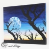 tableau lune forêt de nuit peinture à la main