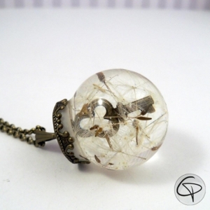Collier pissenlit bijou pendentif verre soufflé