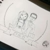 Illustration mariés pour livre d'or Chat Pristy