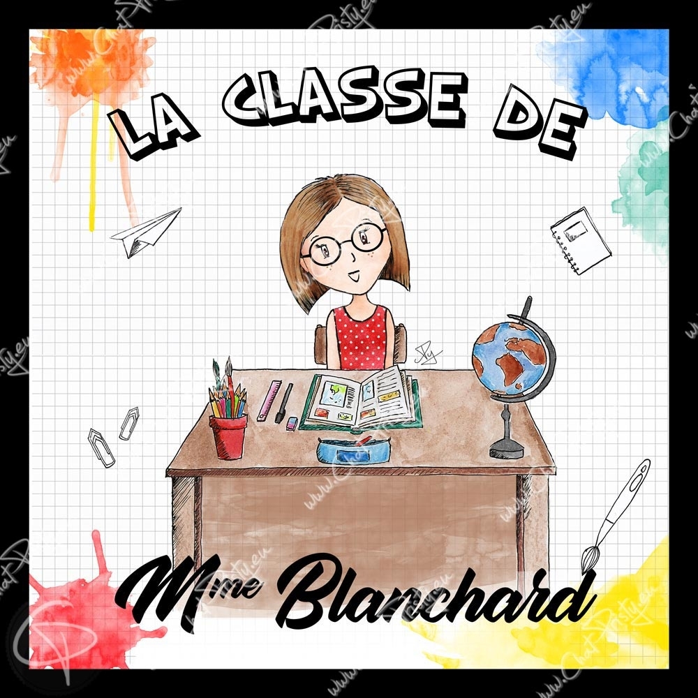 tableau pour maîtresse d'école avec un illustration sur mesure