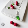 boucles d'oreilles cerises avec sautoir cerise en pendentif