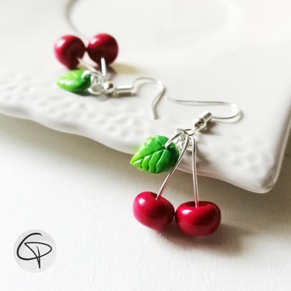 Boucles d'oreilles cerises pour fille